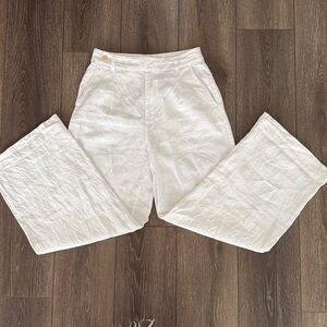 Madewell White Wide-Leg High-Rise 100% Linen Pants